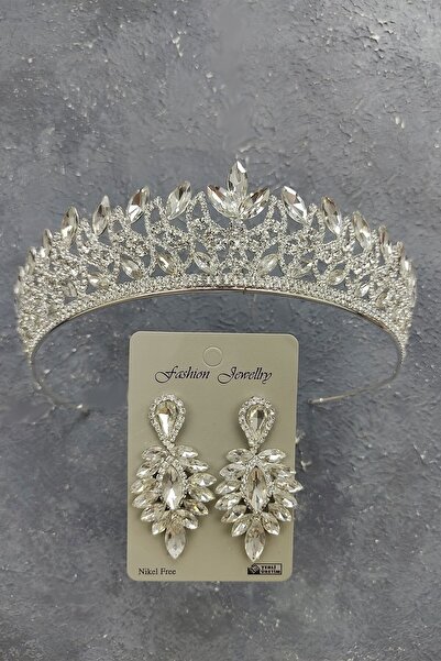 ESPEREST نيفا نموذج تاج الزفاف والأقراط حجر قطرة