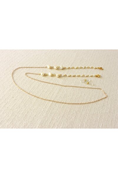 Roe takı aksesuar سلسلة نظارات لؤلؤة بيضاء لون ذهبي سلسلة غير مشوهة