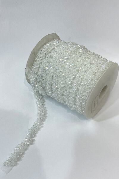 ESPEREST Pramit Crystal Beaded Embroidered Ribbon 1 Mt