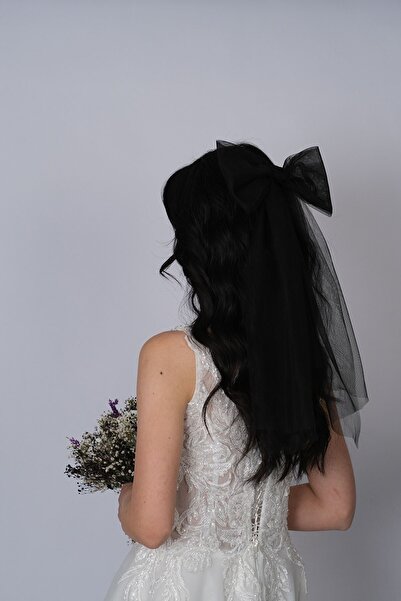 ESPEREST Black Simple Bow Model Buckle Bridal Hair Accessory