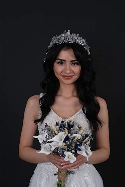 ESPEREST Accesoriu pentru păr, coroană de henna de mireasă, gri deschis, cu m...