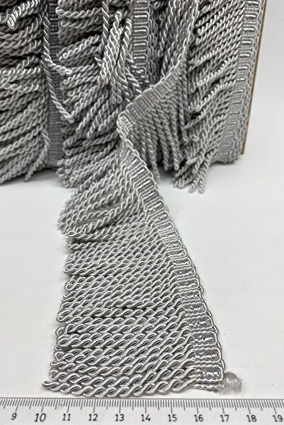 Genel Markalar Dekoratif Şerit Açık Gri Burgulu Bulyon Saçak Püskül Şerit