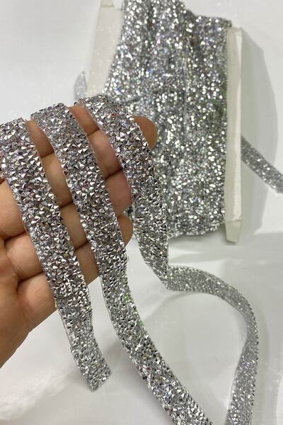 ESPEREST Aplice cu bandă de călcat cu piatră, argintie