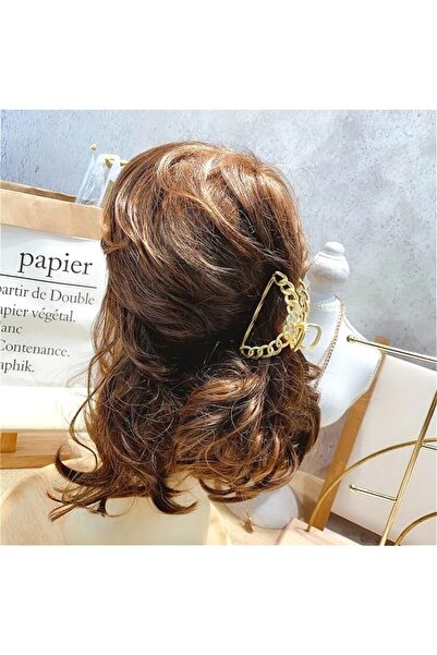 GÜLPEŞE Clip de păr din metal auriu, cu detaliu de lanț