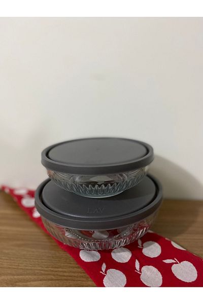LAV Gray Glass Bowl with Lid - Double 880cc +1500cc Tokyo