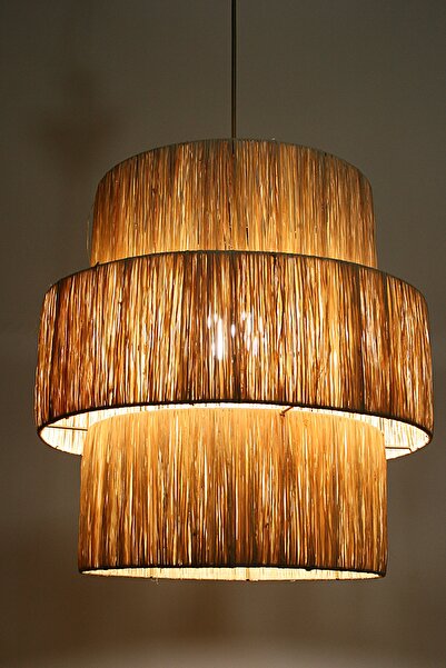 Belkıs Rattan Rattan, Bambu, Hasır Sarkıt Avize Çap: 40 Cm Yükseklik: 40 Cm