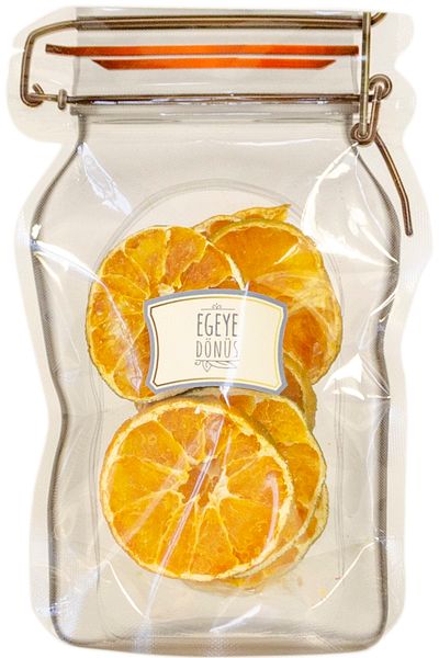EGEYE DÖNÜŞ Mandarin Fruit Dried Chips - 25 Gr. - Jar Appearance Ziplock Bag - Ziplock Storage Bag