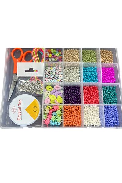 Hobimos Jewelry Starter Set - Sand Beads Set In Box With 17 Compartments