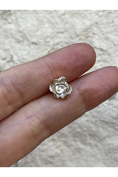 ds denizden silver Tekli Gümüş Gül Küpe - 1 Adet
