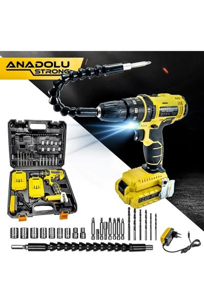 Anadolu Strong Ans1069-s 24w Çift Li-ion Bataryalı Metal Şanzıman Darbeli 27 Parçalı Süper Setli