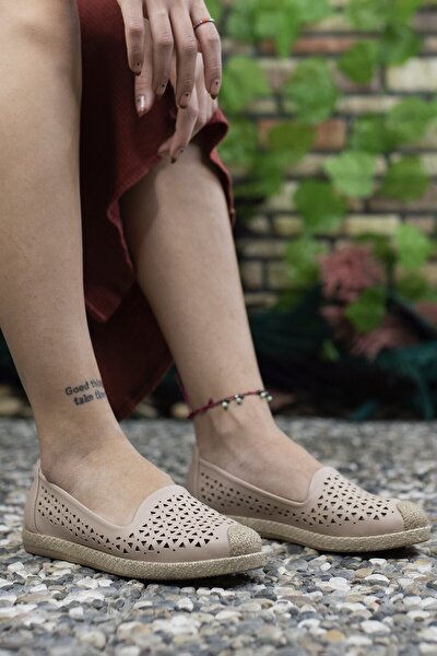 Riccon Freizeitschuhe mit puderfarbenem Strohdetail für Damen0012110