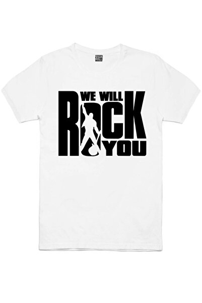 ROCKANDROLL Tricou alb cu mânecă scurtă Just Rock You pentru bărbați