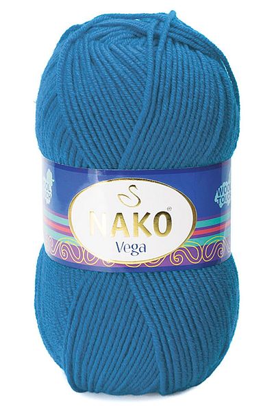 NAKO Vega Hand Knitting Thread Yarn Wool Color Code:10591 Overhead Blue