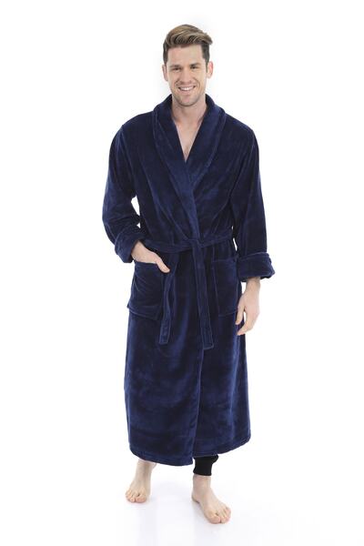 NETY WEAR Men's Navy Blue Ultra Soft Dressing Gown 476