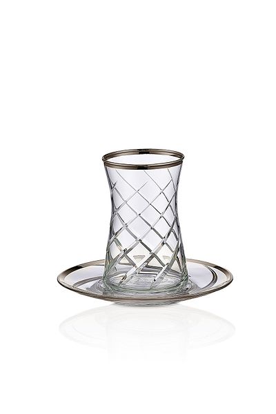 KCD Armonı Platinum 12-Piece Tea Cup Set for 6 People
