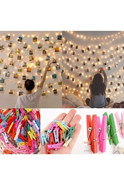 DDTREND 5 Metre Piller Dahil Peri Led Gün Işığı + 25 Adet Renkli Küçük Mandal