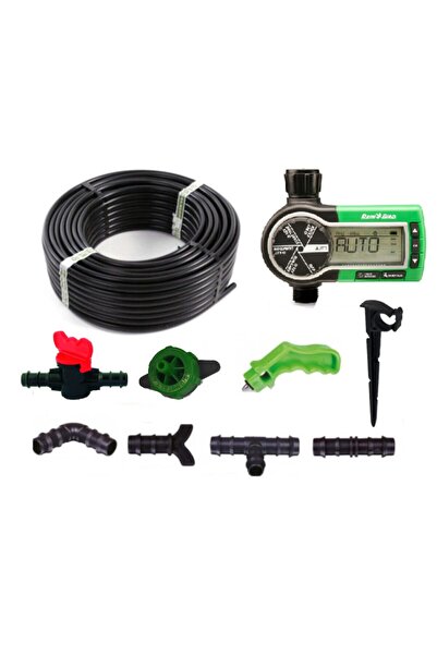 Şahiner Garden Zamanlayıcı Vanalı 16mm Borusu 400 Metre Sulama Damlama Seti (...