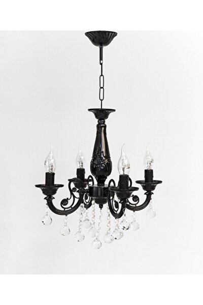 Berk Avize Defne 4 Arm Cast Black Stone Chandelier