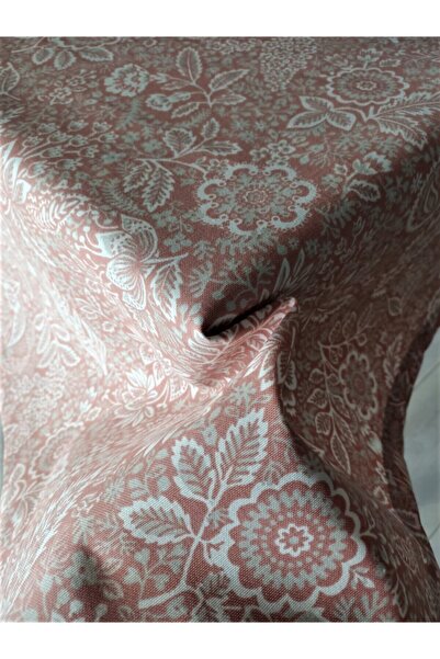 eno concept Keten Dokulu Gül Desenlı Gül Kurusu Masa Örtüsü