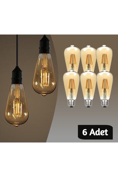 VİE 6 Adet Dekoratif Rustik Led Ampul 4w St64