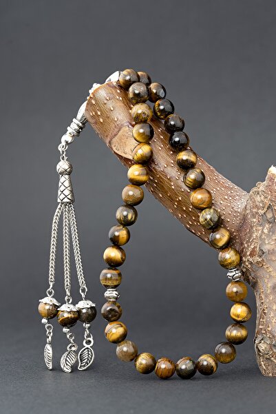 beymiss Ochi de tigru natural de 8 mm - Set de 33 de pietre