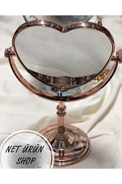 Nerox Kalpli Ayna - Ayaklı Ayna - Bronz Kalpli Ayaklı Ve Ayarlanabilir Ayna -...