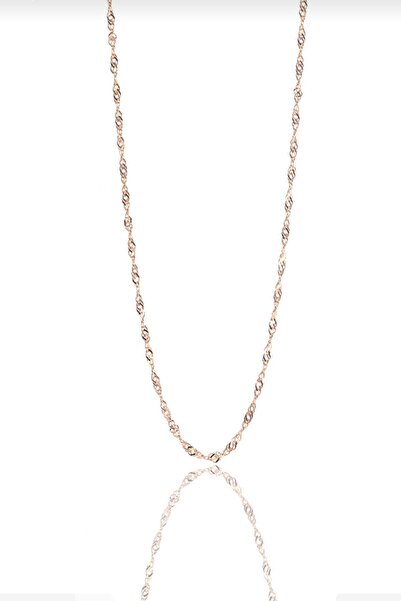 Artuklu Telkari 925 Ayar Gümüş Rose Renkli Singapur Modeli 45 Cm Zincir