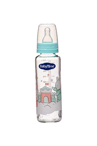 Babytime Bt073 Silikon Kiraz Uçlu Klasik Cam Biberon 225 Ml - Yeşil