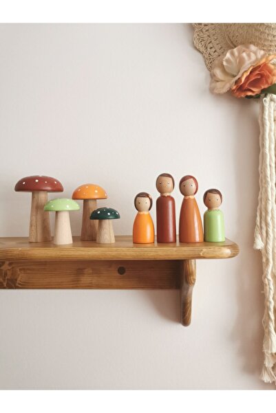 Mesu Ahşap Oyuncaklar Mesu Waldorf Wooden Family And Mushroom Play Set Colorful