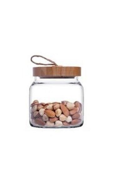 Paşabahçe Glass Jar Spice Rack with Wooden Lid 6 Pieces WOODY