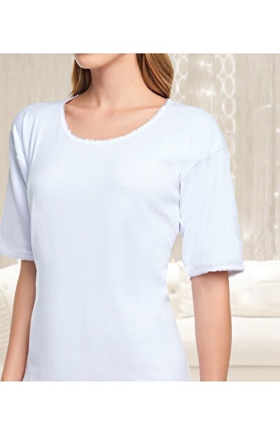 bonbonetti Жіноча рибана (з еластаном) з короткими рукавами, біла майка, упак...