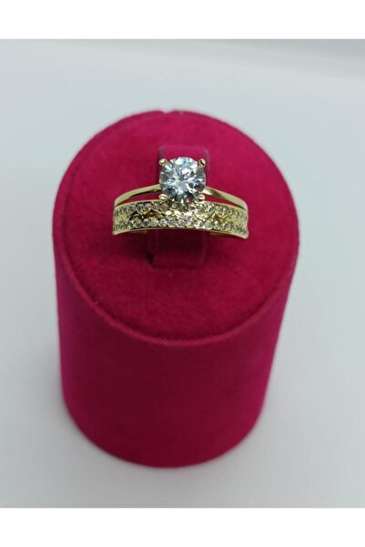 Çelikoğlu Kuyumculuk 8 Ayar Altın Tektaş Alyanslı Yüzük 2,08 Gr