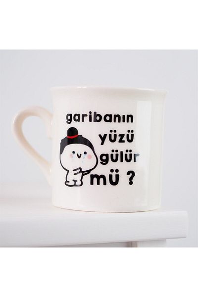 Planet Butik Cream Gariban Face Laughing Ceramic Mug