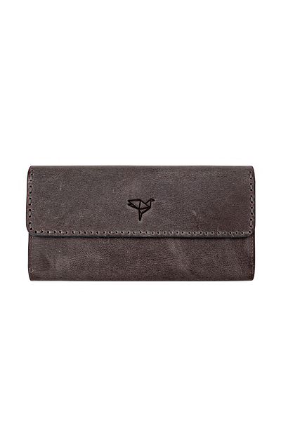 Garbalia Genuine Vintage Leather Saddler Stitched Gray Women's Coin Portfolio