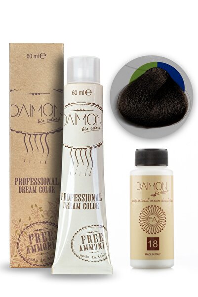 DAIMON Amonyaksız ( Fa ) 4/0 Kestane Saç Boyası + 60 Ml Amonyaksız Oksidan
