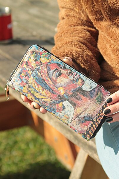 New Old محفظة نسائية وحامل بطاقات رسمة امرأة أفريقية منقوشة 9,75 سم × 19,50 سم