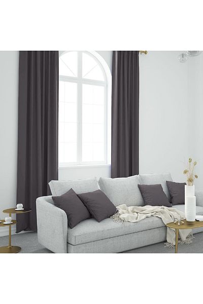perdeciden Single Wing Anthracite Color Island Background Curtain Flat Stitching Gathered Extrafor