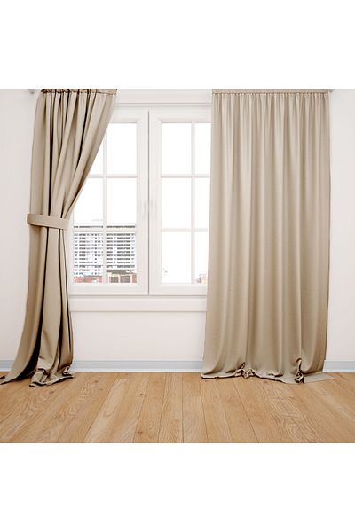 perdeciden Single Wing Cappuccino Color Island Background Curtain Flat Stitching Gathered Extrafor