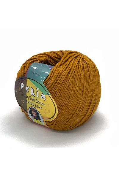 Peria Baby Soft Cotton Punch And Amigurumi Yarn 60-μουστάρδα κίτρινο