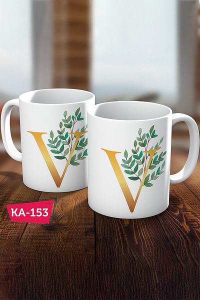 Biz Dijital V Letter Printed Gift Coffee Mug