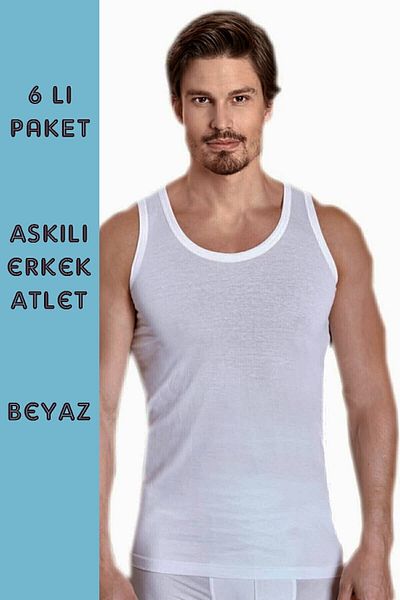 Berrak Men's White Cotton Zero Sleeve Classic Undershirt 6 Pack
