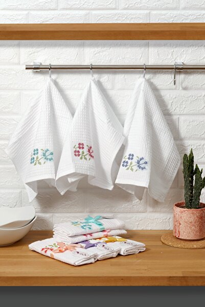 kozavitrin 100% Cotton 40X60 cm Flower Cross Stitch Embroidered Kitchen Towel Drying Cloth 8 Pieces