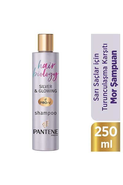 Pantene Hair Biology 250ml Silver/Purple Shampoo - Anti-Orange, For Blonde Hair