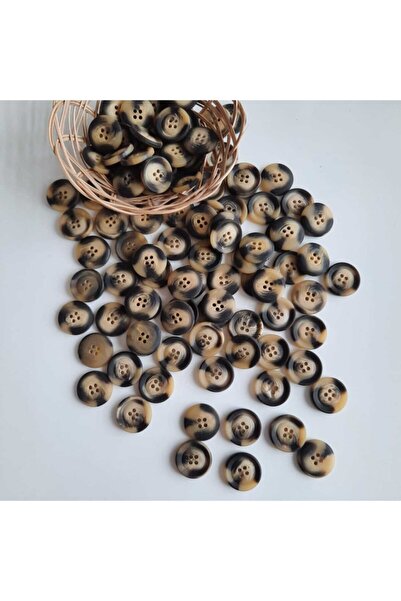 canan dizayn Κουμπί από πολυεστέρα 20 χιλιοστών με 4 τρύπες, καφέ=μπεζ (15 ΤΕΜ)