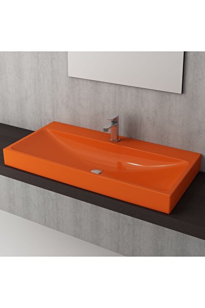 Bocchi Scala Tezgah Üstü Lavabo 100 Cm Parlak Turuncu