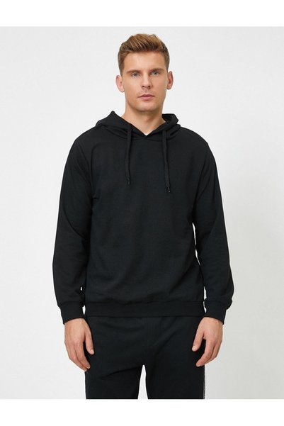 Koton Erkek Siyah Uzun Kollu Kapüsonlu Sweatsh