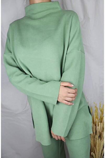 AS Anita Store Women's Green Knitwear Side Slit Tunic