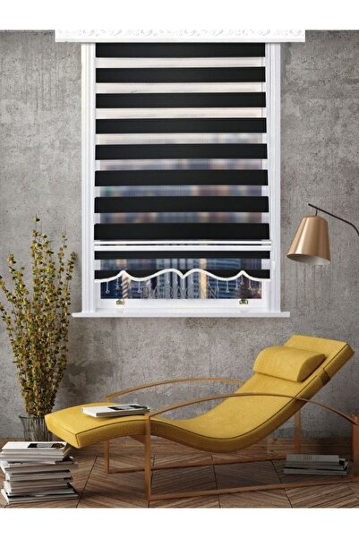 Babacan Siyah Zebra Perde Boncuklu 220 X 200