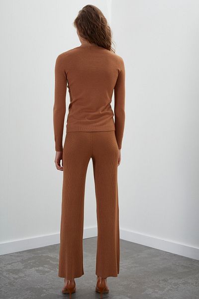 JOIN US Seamless Ribbed Knitwear Trousers with Elastic Waist - A.kahve