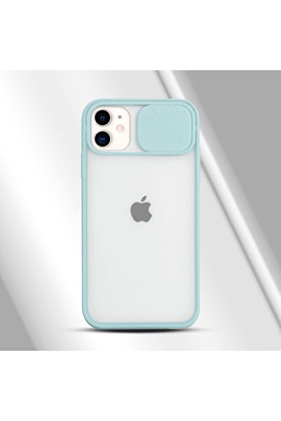 EPRO Iphone 11 Uyumlu Kamera Lens Korumalı Sürgülü Turkuaz Silikon Kılıf Slay...